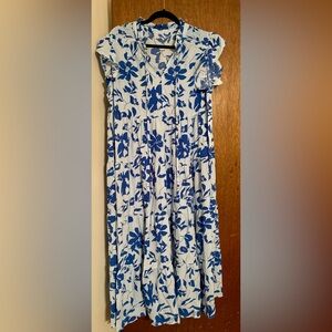Floral Blue and White Dress